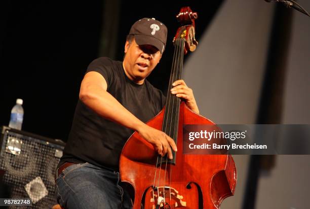 Musician Stanley Clarke performs during day 5 of the 41st Annual New Orleans Jazz & Heritage Festival at the Fair Grounds Race Course on April 30,...