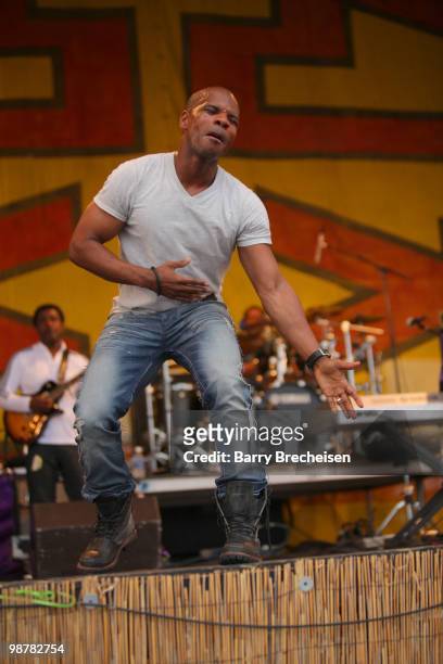 Singer Kirk Franklin performs during day 5 of the 41st Annual New Orleans Jazz & Heritage Festival at the Fair Grounds Race Course on April 30, 2010...