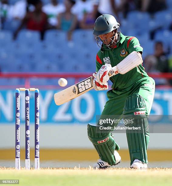 Mohammad Ashraful of Bangladesh scores runs during The ICC World Twenty20 Group A match between Pakistan and Bangladesh played at The Beausejour...