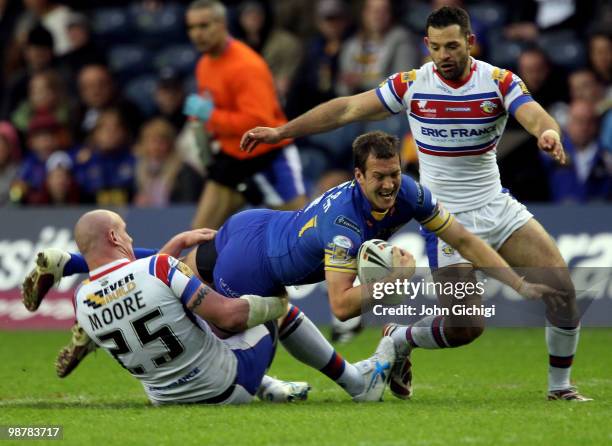 Danny McGuire of Leeds Rhinos is tackled during the Engage Super League Magic Weekend game between Leeds Rhinos and Wakefield Wildcats at Murrayfield...