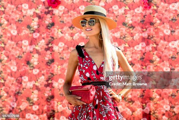 Kildare , Ireland - 30 June 2018; Regina Horan from Malahide, Co Dublin, at day 2 of the Dubai Duty Free Irish Derby Festival at the Curragh...