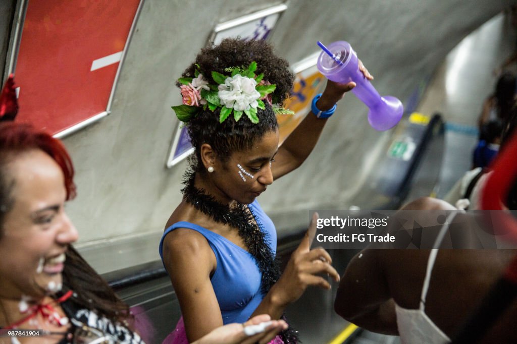 Friends Having Fun on a Carnaval Celebration in Brazil