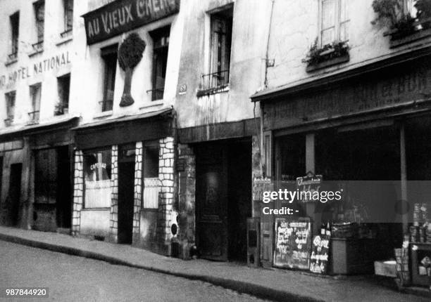 Undated picture shows a grocery store and a bar on Mouffetard street in Paris.