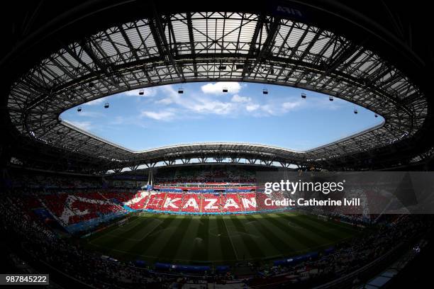 General view inside the stadium prior to the 2018 FIFA World Cup Russia Round of 16 match between France and Argentina at Kazan Arena on June 30,...