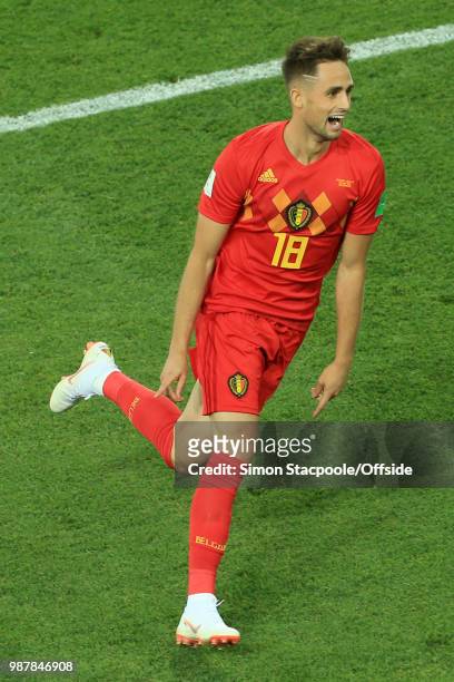 Adnan Januzaj of Belgium celebrates after scoring their 1st goal during the 2018 FIFA World Cup Russia Group G match between England and Belgium at...