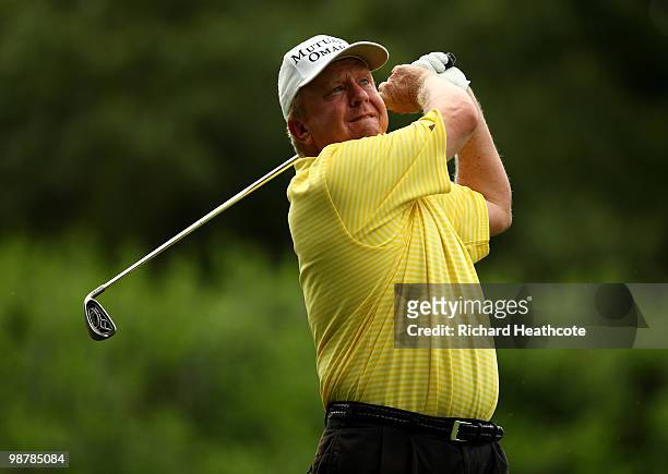 Billy Mayfair tee's off at the 13th during the third round of the Quail Hollow Championship at Quail Hollow Country Club on May 1, 2010 in Charlotte,...