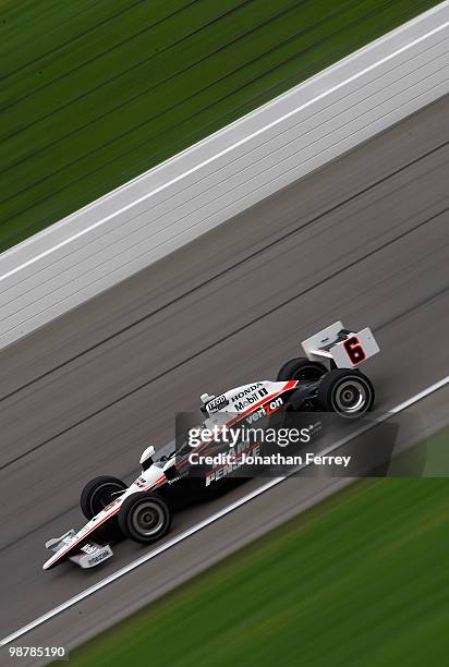 Ryan Briscoe of Australia drives his Team Penske Honda Dallara during the Indy Car Series Road Runner Turbo Indy 300 on May1, 2010 at Kansas Speedway...