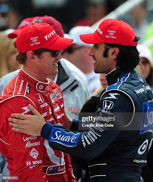 Winner Scott Dixon of New Zealand, driver of the Target Chip Ganassi Racing Dallara Honda and teammate and 2nd place finisher Dario Franchitti of...