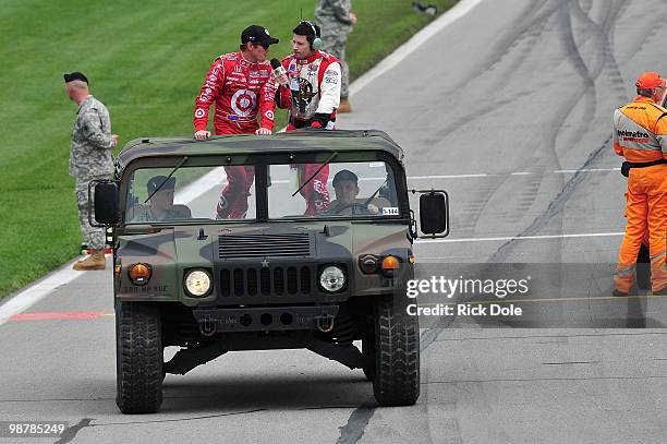 Scott Dixon of New Zealand, driver of the Target Chip Ganassi Racing Dallara Honda during driver introductions prior to the start of the Indy Car...