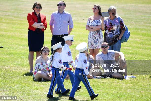 Arlene Foster leader of Northern Ireland's Democratic Unionist Party, attends the County Grand Lodge of East of Scotland district meeting on June 30,...