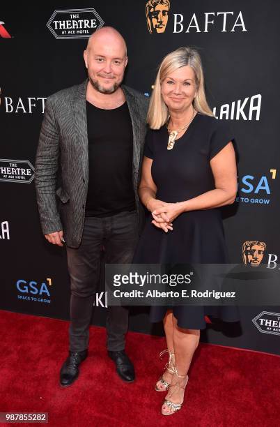 Artist Lincoln Townley and BAFTA LA CEO, Chantal Rickards attend the BAFTA Student Film Awards presented by Global Student Accommodation on June 29,...