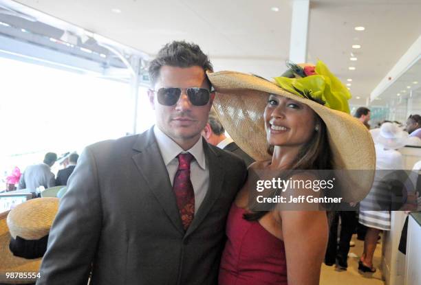 Nick Lachey and Vanessa Minnillo attend the Turf Club Suites at the 136th Kentucky Derby on May 1, 2010 in Louisville, Kentucky.