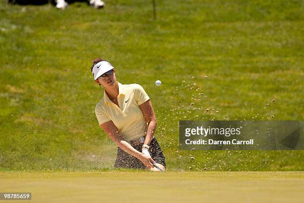 Michelle Wie plays a bunker shot during the third round of the Tres Marias Championship at the Tres Marias Country Club on May 1, 2010 in Morelia,...