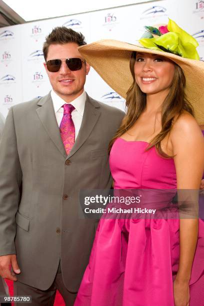 Nick Lachey and Vanessa Minillo attend the 136th Kentucky Derby on May 1, 2010 in Louisville, Kentucky.