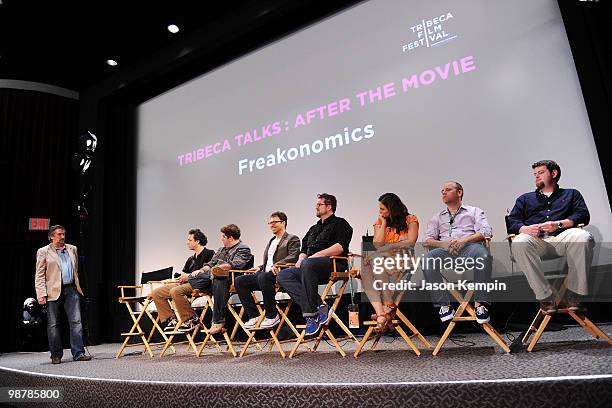 Of Tribeca Enterprises, Geoffrey Gilmore, writer Stephen J. Dubner, filmmaker Eugene Jarecki, producer Chad Troutwine, filmmaker Seth Gordon,...