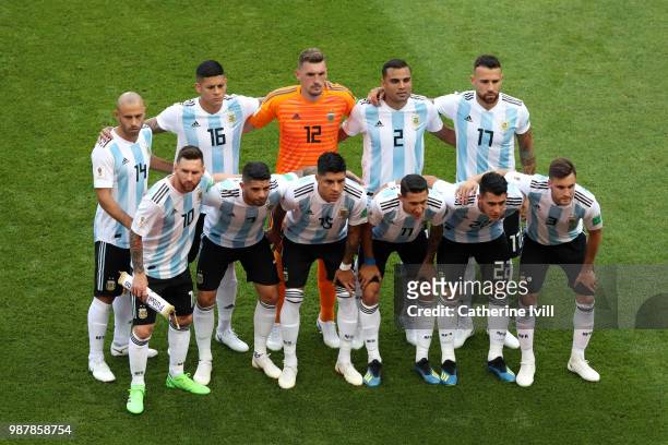 Argentina pose for a team photo during the 2018 FIFA World Cup Russia Round of 16 match between France and Argentina at Kazan Arena on June 30, 2018...