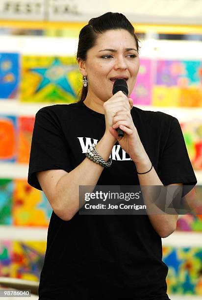 Actress Jennifer DiNoia preforms onstage at the Family Festival Street Fair during the 2010 Tribeca Film Festival on May 1, 2010 in New York City.