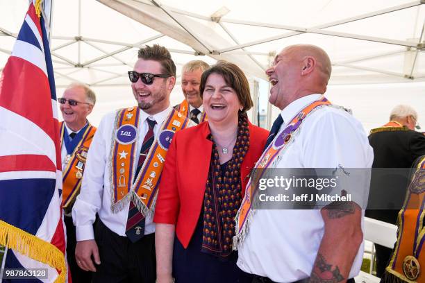 Arlene Foster leader of Northern Ireland's Democratic Unionist Party, attends the County Grand Lodge of East of Scotland district meeting on June 30,...
