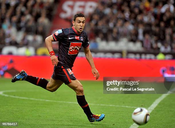 Striker Mevlut Erding of the Paris Saint Germain football club is seen during the French Football Cup Final at Stade de France on May 1, 2010 in...