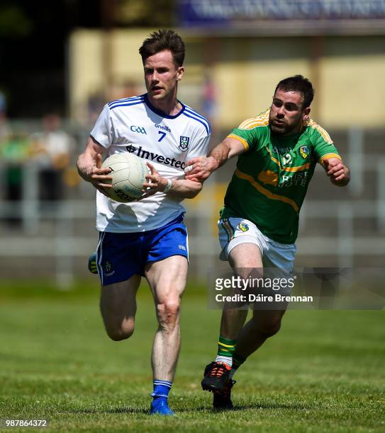 Leitrim , Ireland - 30 June 2018; Karl O'Connell of Monaghan in action against Brendan Gallagher of Leitrim during the GAA Football All-Ireland...