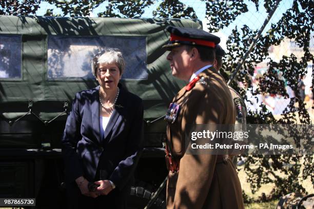 Prime Minister Theresa May during the celebrations for National Armed Forces Day in Llandudno, Wales.