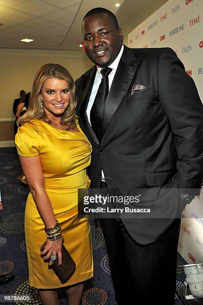 Jessica Simpson and actor Quinton Aaron attend the TIME/CNN/People/Fortune 2010 White House Correspondents' dinner pre-party at Hilton Washington...