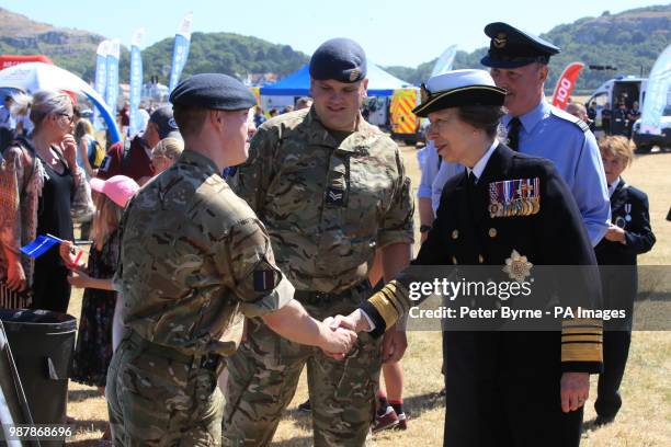 The Princess Royal meets members of the Armed Forces during during the celebrations for National Armed Forces Day in Llandudno, Wales.