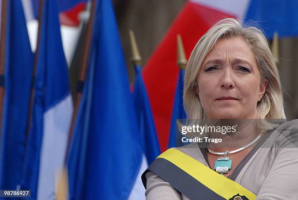 Marine Le Pen attends the French far right party 'Front National' May Day demonstration in Paris on May 1, 2010 in Paris, France. Marine Le Pen the...