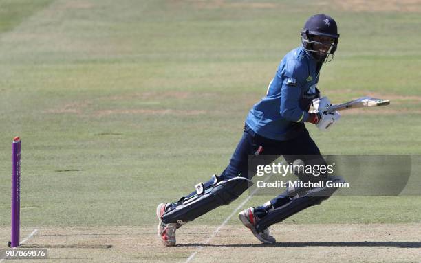 Daniel Bell-Drummond of Kent plays a shot during the Royal London One Day Cup Final match between Hampshire and Kent at Lords Cricket Ground on June...