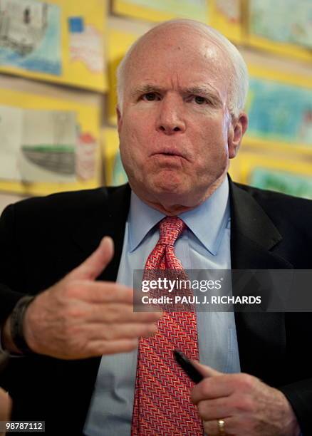 Senator John McCain conducts an interview with Arizona Republic National Political Reporter Dan Nowicki at the Veterans of Foreign Wars, the Sandy...