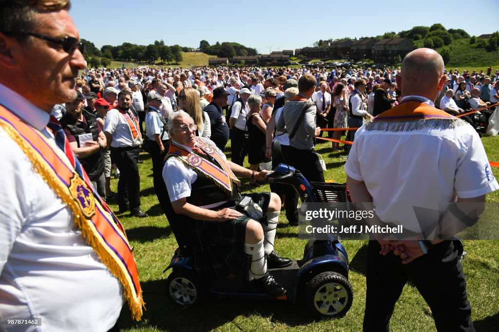 Arlene Foster Leads The Grand Orange Lodge Of Scotland Parade