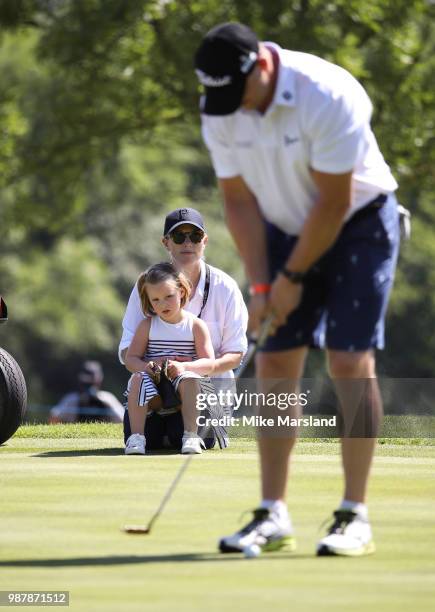 Zara Tindall, Mike Tindall and Mia Tindall during the 2018 'Celebrity Cup' at Celtic Manor Resort on June 30, 2018 in Newport, Wales.