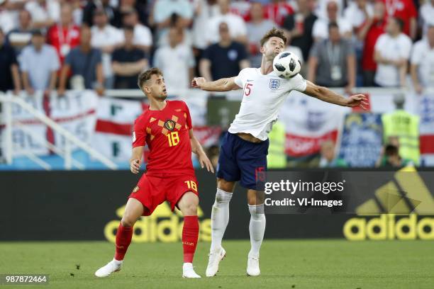 Adnan Januzaj of Belgium, John Stones of England during the 2018 FIFA World Cup Russia group G match between England and Belgium at the Kalingrad...