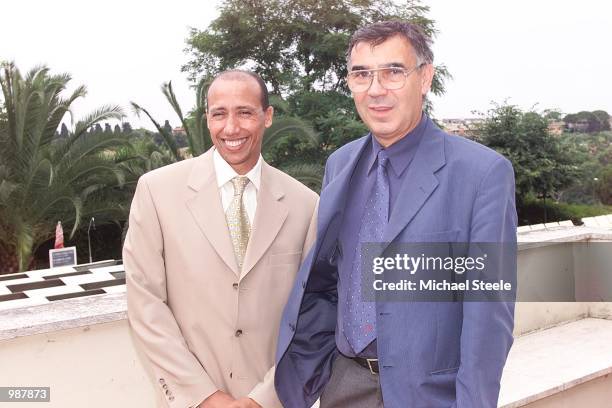 General Secretary Ystvan Gyulai with guest Said Aouita during a press conference for the Golden League Launch in Rome. +DIGITAL IMAGE+ Mandatory...