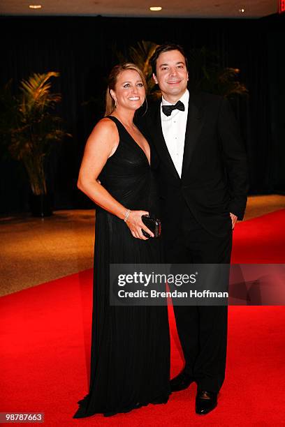 Jimmy Fallon and wife Nancy Juvonen arrives at the White House Correspondents' Association dinner on May 1, 2010 in Washington, DC. The annual dinner...