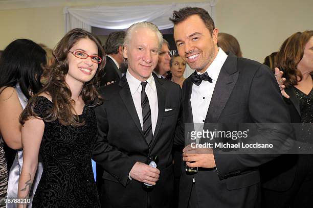 Cara Santa Maria, Bill Maher, and Seth MacFarlane attend the TIME/CNN/People/Fortune 2010 White House Correspondents' dinner pre-party at Hilton...
