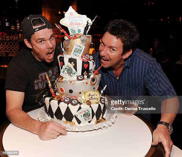 Kevin Dillon and Richard Wilk celebrate Rickard Wilk's birthday at Johnny Smalls at Hard Rock Hotel and Casino on May 1, 2010 in Las Vegas, Nevada.