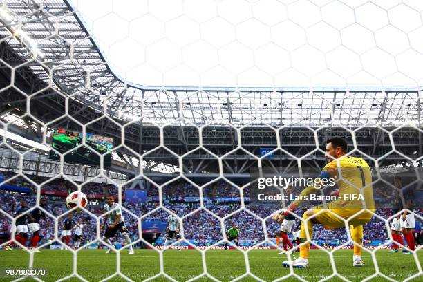Gabriel Mercado of Argentina scores his team's second goal past Hugo Lloris of France during the 2018 FIFA World Cup Russia Round of 16 match between...