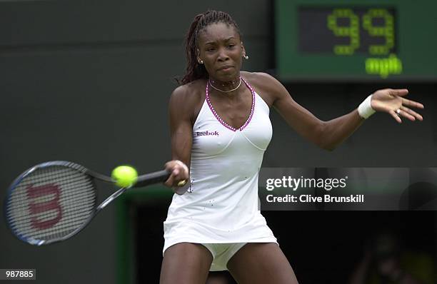 Venus Williams of the USA in action against Dani Hantuchova of Solvak Republic during the women's second round of The All England Lawn Tennis...