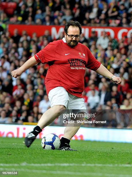 Justin Moorhouse plays football at United For Relief: The Big Red Family Day Out at Old Trafford on May 1, 2010 in Manchester, England.