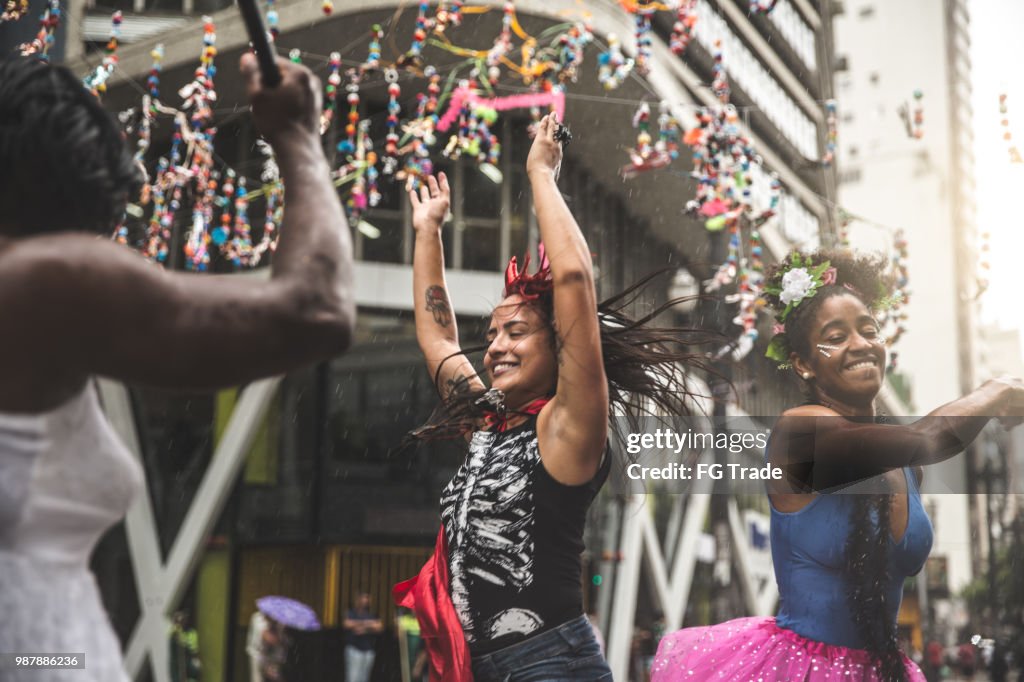 Friends Having Fun on a Carnaval Celebration in Brazil