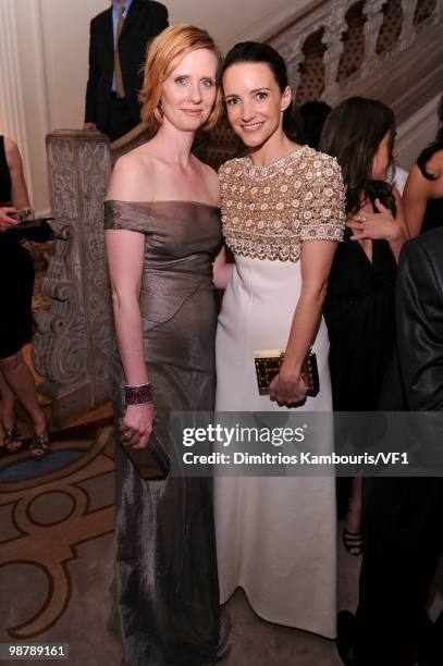 Cynthia Nixon and Kristin Davis attend the Bloomberg/Vanity Fair party following the 2010 White House Correspondents' Association Dinner at the...