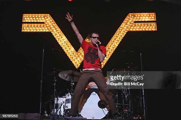 Rivers Cuomo of Weezer performs at the Borgata Hotel Casino & Spa May 1, 2010 in Atlantic City, New Jersey.