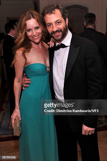 Leslie Mann and Judd Apatow attend the Bloomberg/Vanity Fair party following the 2010 White House Correspondents' Association Dinner at the residence...