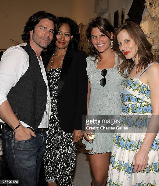 Artist/designer Greg Lauren, actress Tracee Ellis Ross, Anna Goldwyn, and director Liz Goldwyn attend the Los Angeles party for Alteration presented...