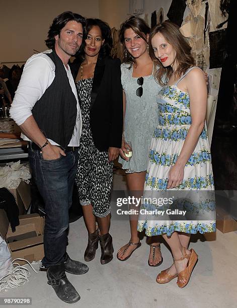 Artist/designer Greg Lauren, actress Tracee Ellis Ross, Anna Goldwyn, and director Liz Goldwyn attend the Los Angeles party for Alteration presented...