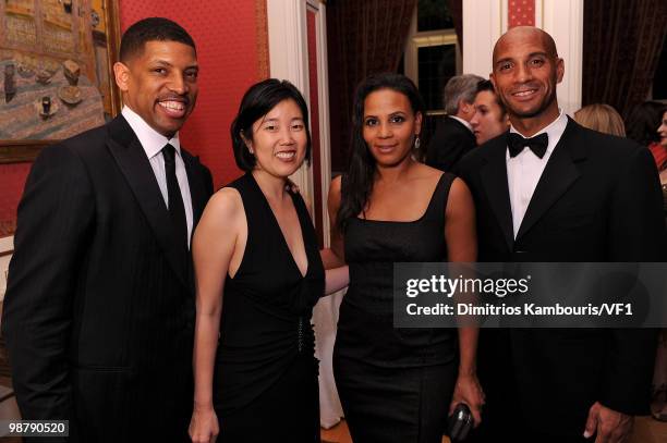 Sacramento Mayor Kevin Johnson, Michelle Rhe, Michelle Fenty and Washington DC Mayor Adrian M. Fenty attend the Bloomberg/Vanity Fair party following...