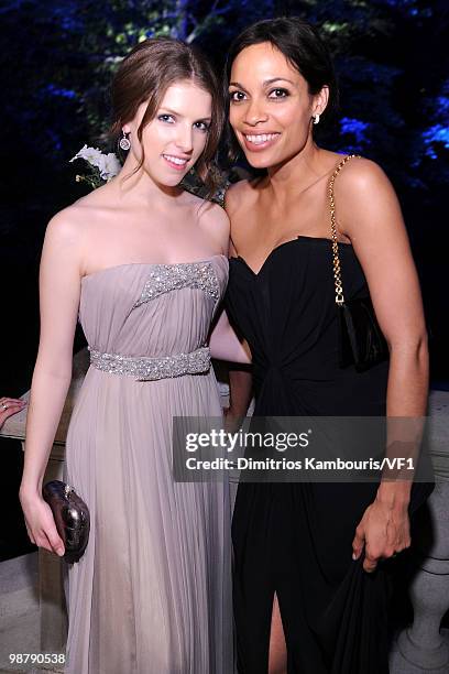 Anna Kendrick and Rosario Dawson attend the Bloomberg/Vanity Fair party following the 2010 White House Correspondents' Association Dinner at the...