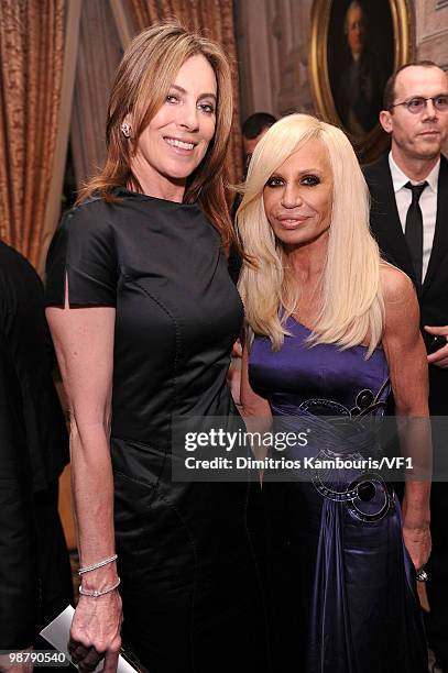 Kathryn Bigelow and Donatella Versace attend the Bloomberg/Vanity Fair party following the 2010 White House Correspondents' Association Dinner at the...