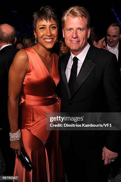 Robin Roberts and Joe Simpson attend the Bloomberg/Vanity Fair party following the 2010 White House Correspondents' Association Dinner at the...